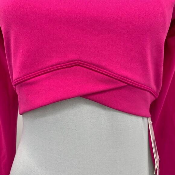 Lspace Top Womens L Large Barbie Pink Cropped Aim High Low Impact Second Skin - Picture 4 of 15